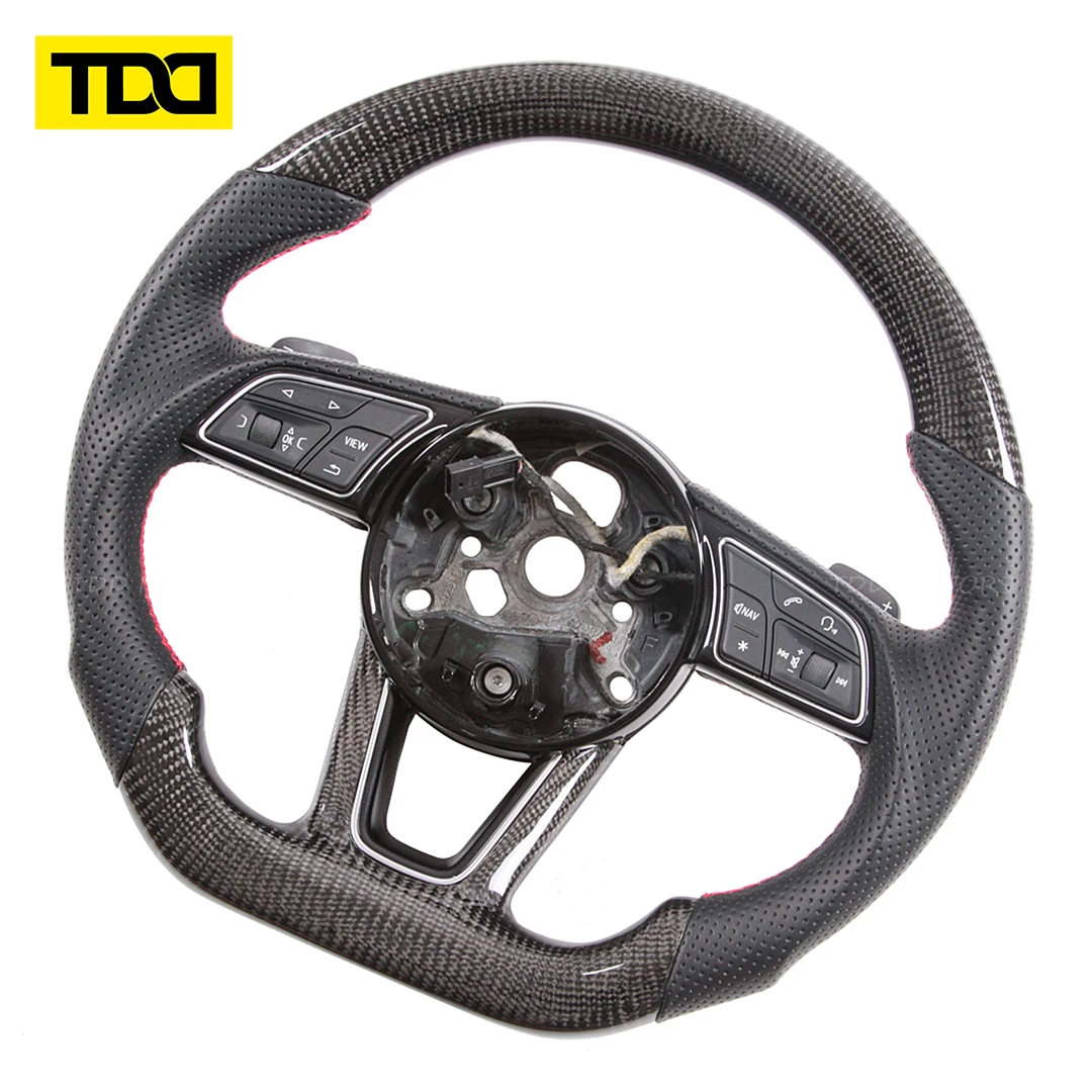 Volante fibra carbono Audi A4 B9/B9.5 – piel perforada - imagen 3