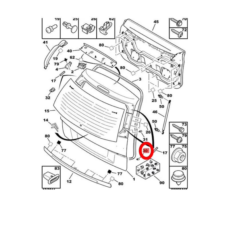 873380 Muelle de goma para maletero, amortiguador de bizcocho de parada ajustable, bloque de límite para puerta trasera para Citroen C4 Picasso 2008-2013 - imagen 4