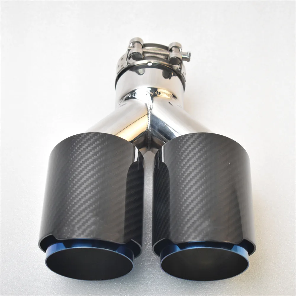 Silenciador de escape estilo fibra de carbono azul tuning - imagen 3