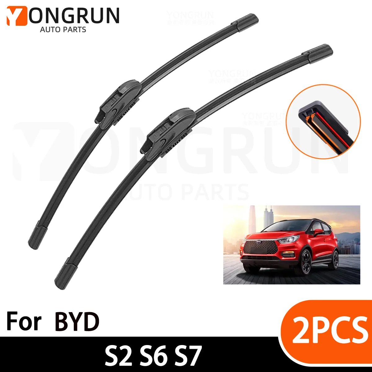 Limpiaparabrisas de goma doble para BYD S2, S6 y S7