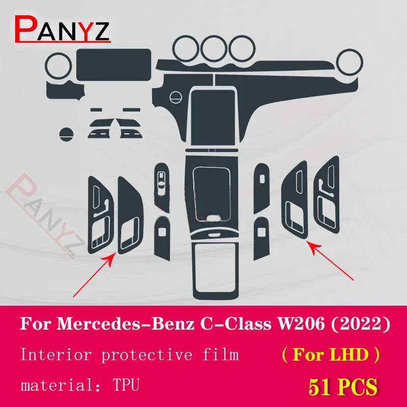 Protector consola TPU Mercedes-Benz Clase C W206 2022 antiarañazos - imagen 5
