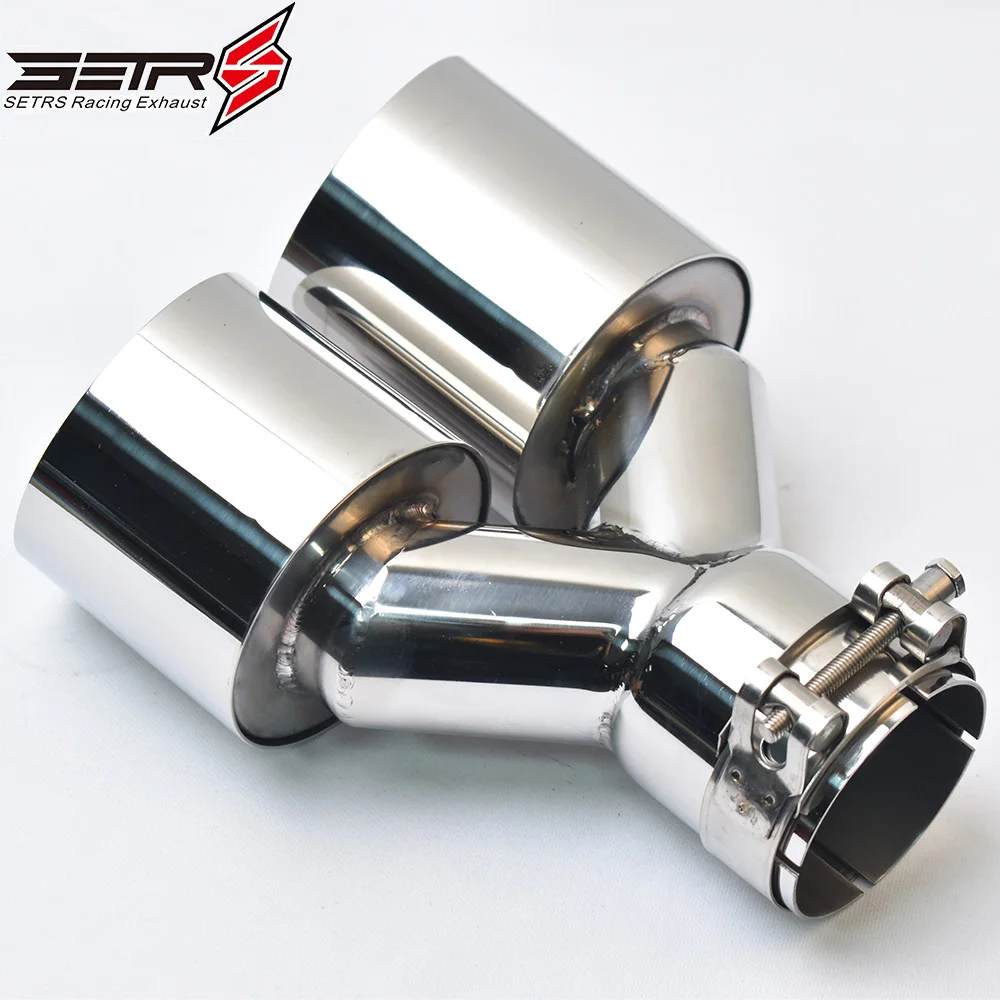 Silenciador doble Universal con punta de escape acero inox brillante - imagen 5