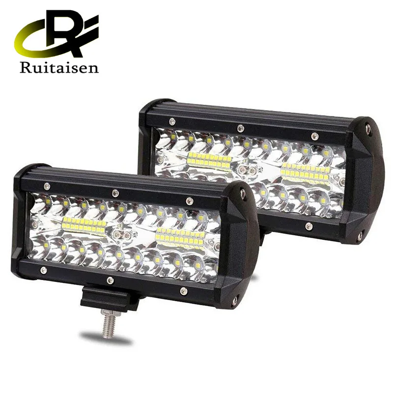 Barra LED Trabajo 7'' 120W Triple Fila Offroad - Señal 4x4 Camión