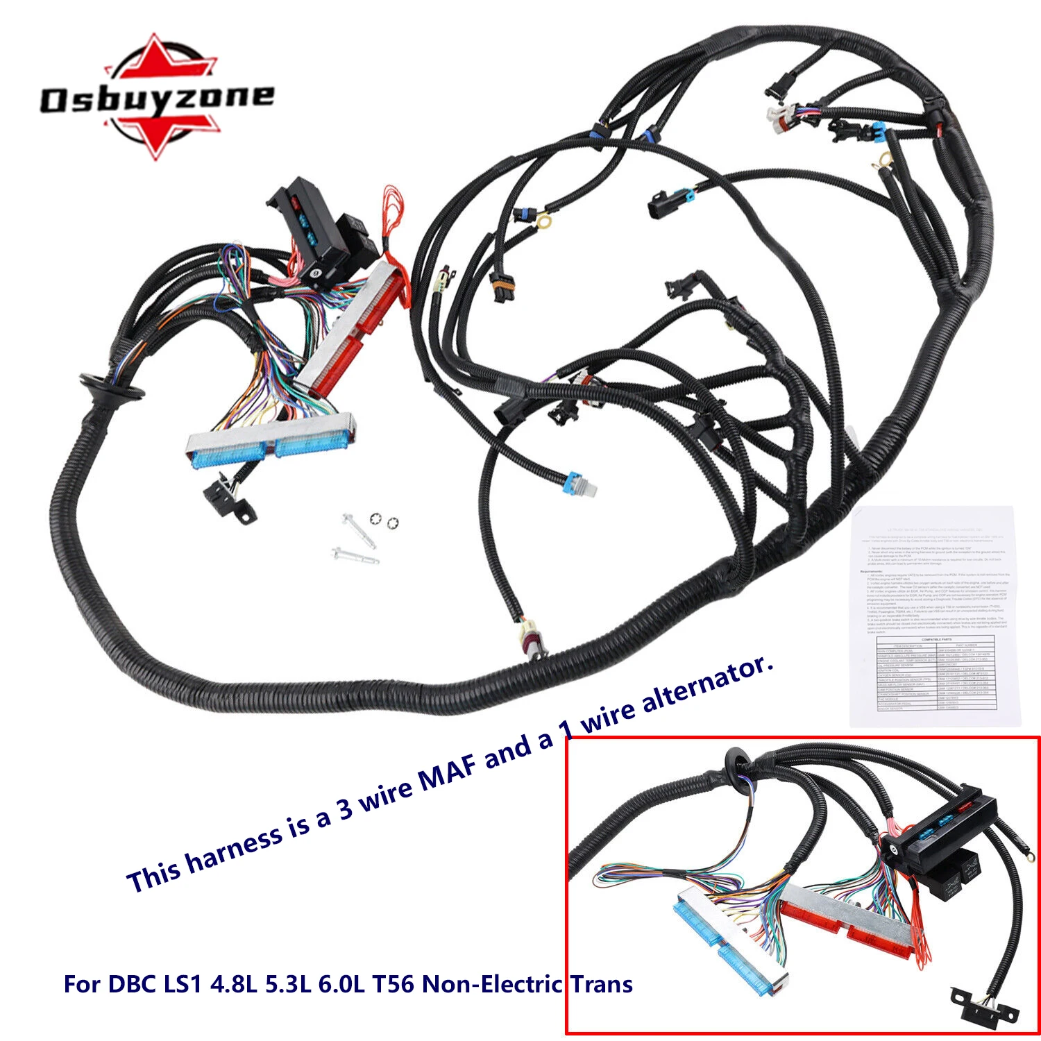 Arnés de cableado LS1 DBC para V8 4.8, 5.3 y 6.0 con T56