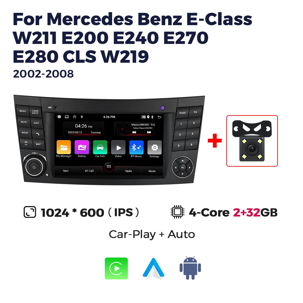 Radio Android 13 con CarPlay inalámbrico para Mercedes W211