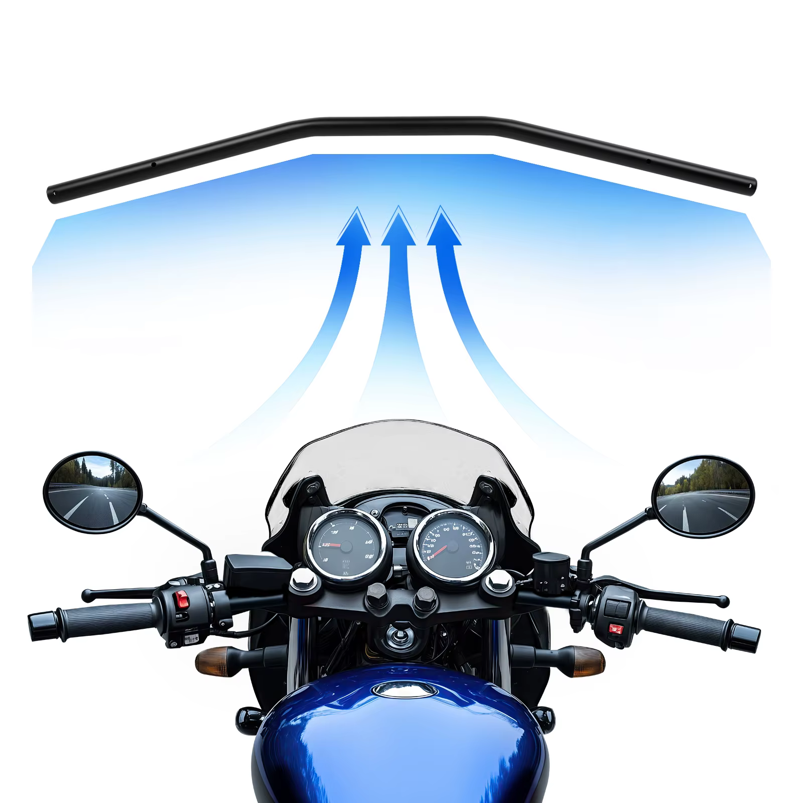 Manillar drag bar instalado en una motocicleta personalizada