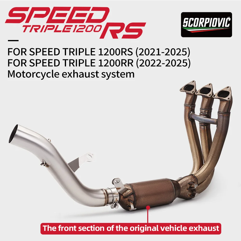 Vista frontal del escape SCORPIOVIC para Speed Triple 1200