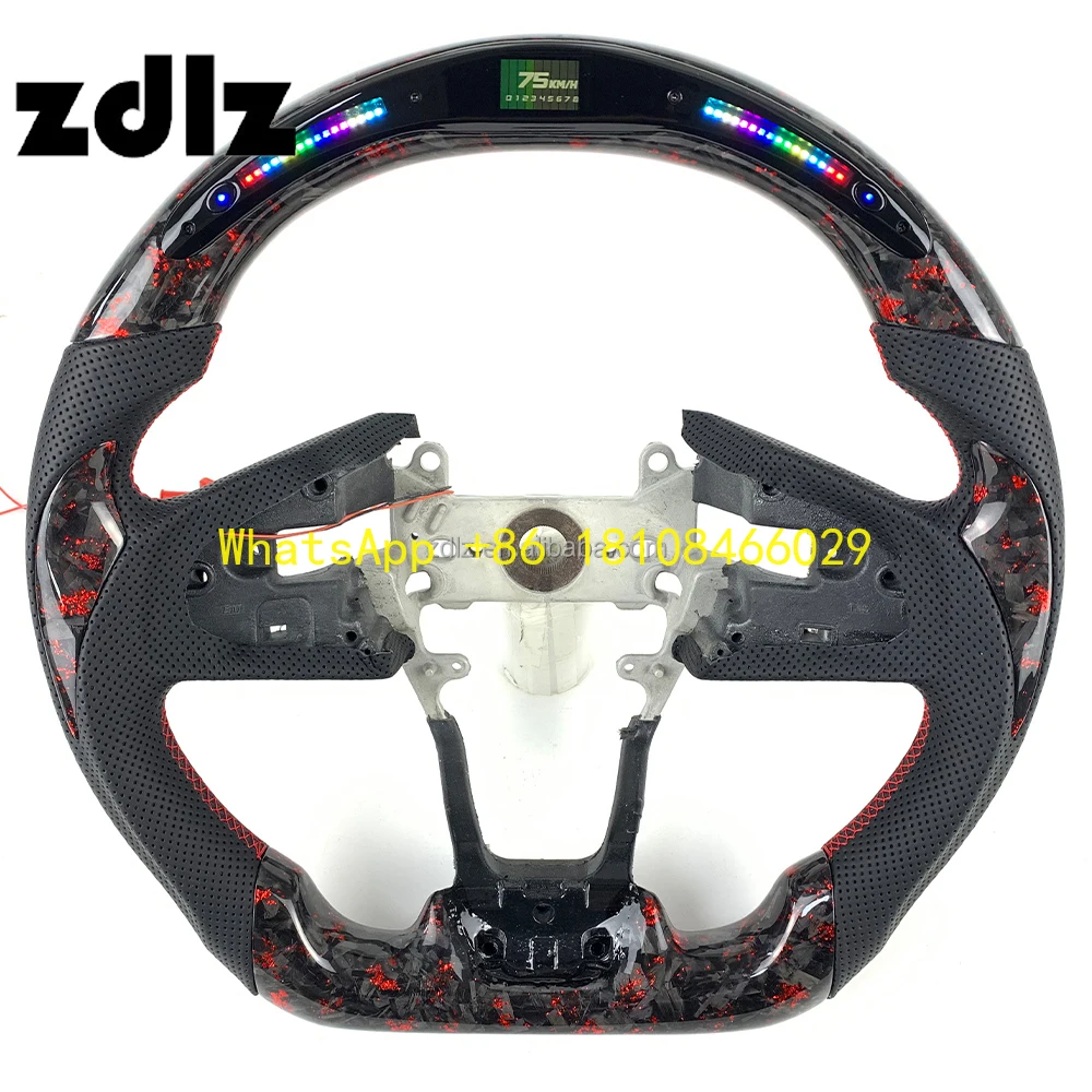 Volante de fibra de carbono LED con cuero perforado – Honda Civic X