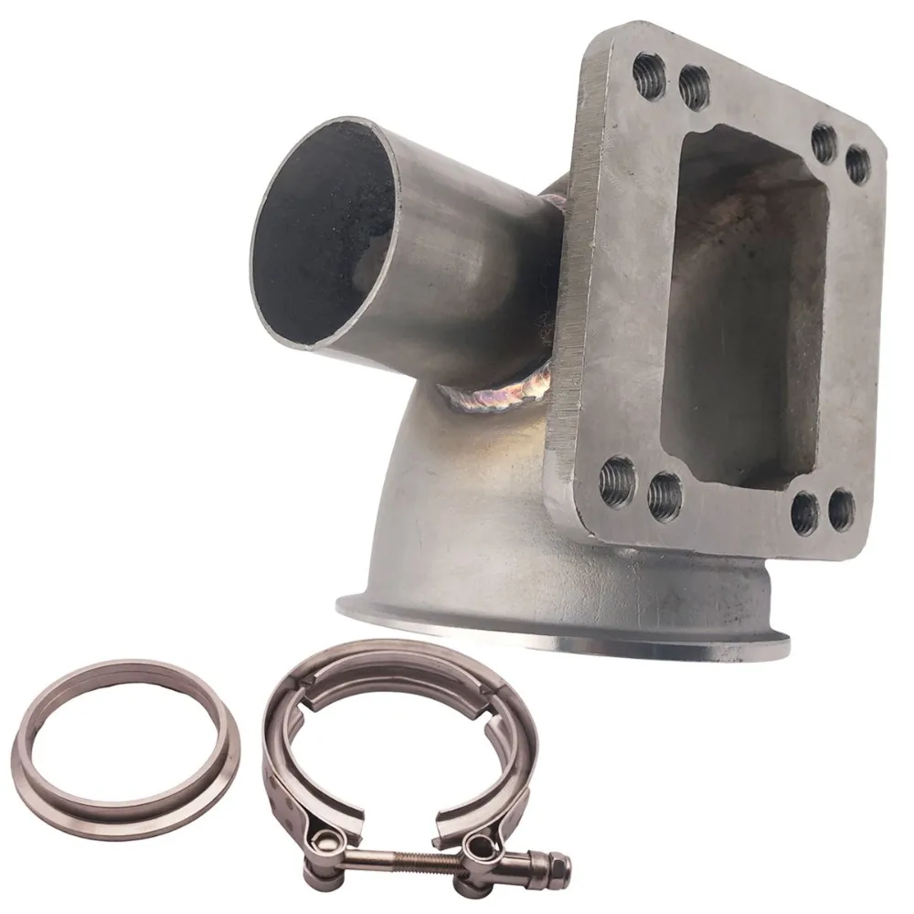 Adaptador brida codo 90° V-Band 76 mm para turbo T3/T4