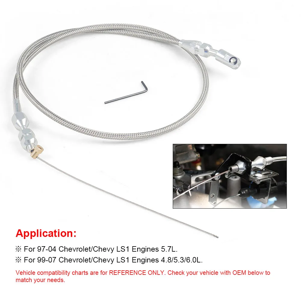 Kit de cables de acelerador trenzados inox Chevrolet LS1 - imagen 2