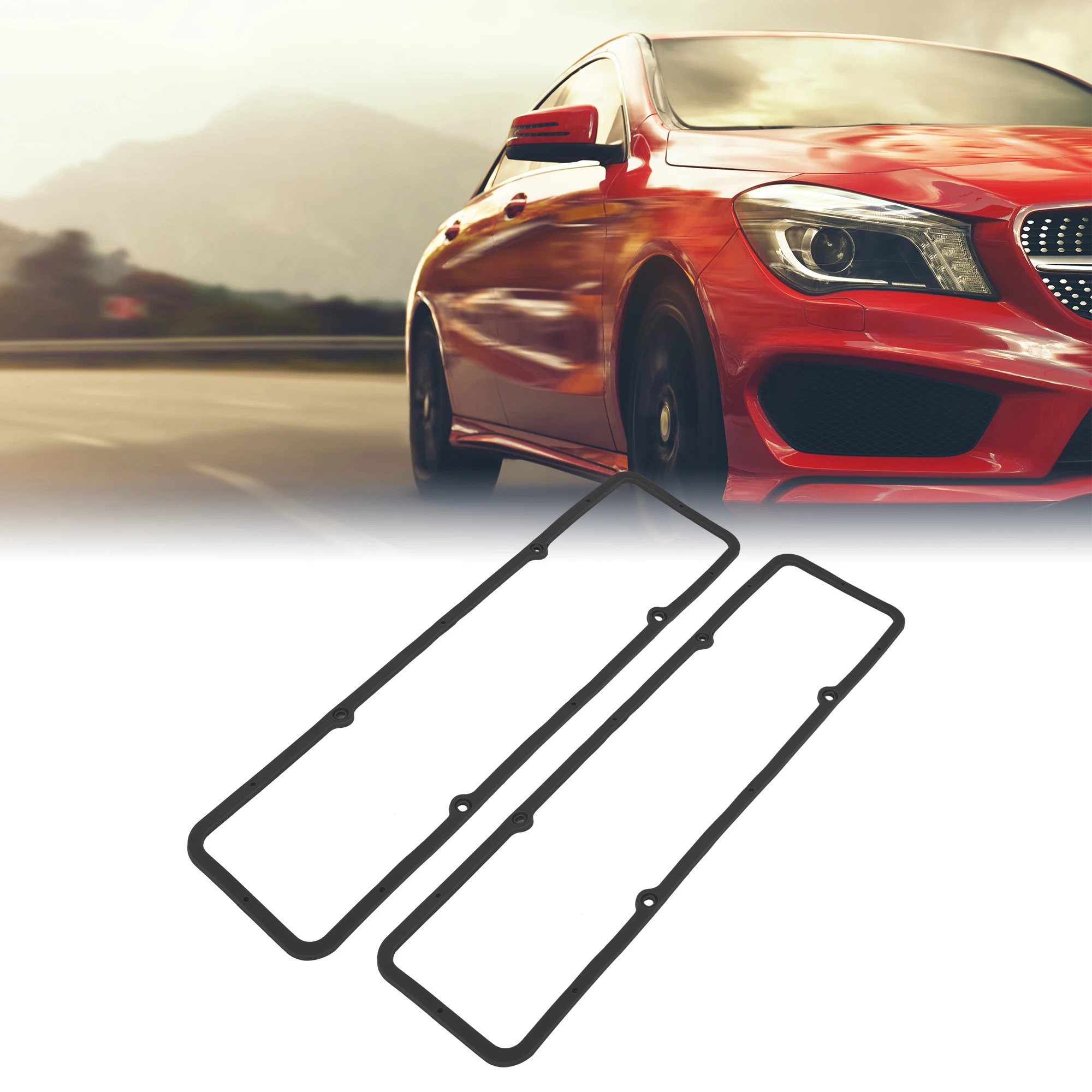 X Autohaux-cubierta de válvula negra de 2 piezas, junta de núcleo de acero de goma para Chevy SBC 283, 305, 327, 350, juego de juntas de cubierta de válvula de motor