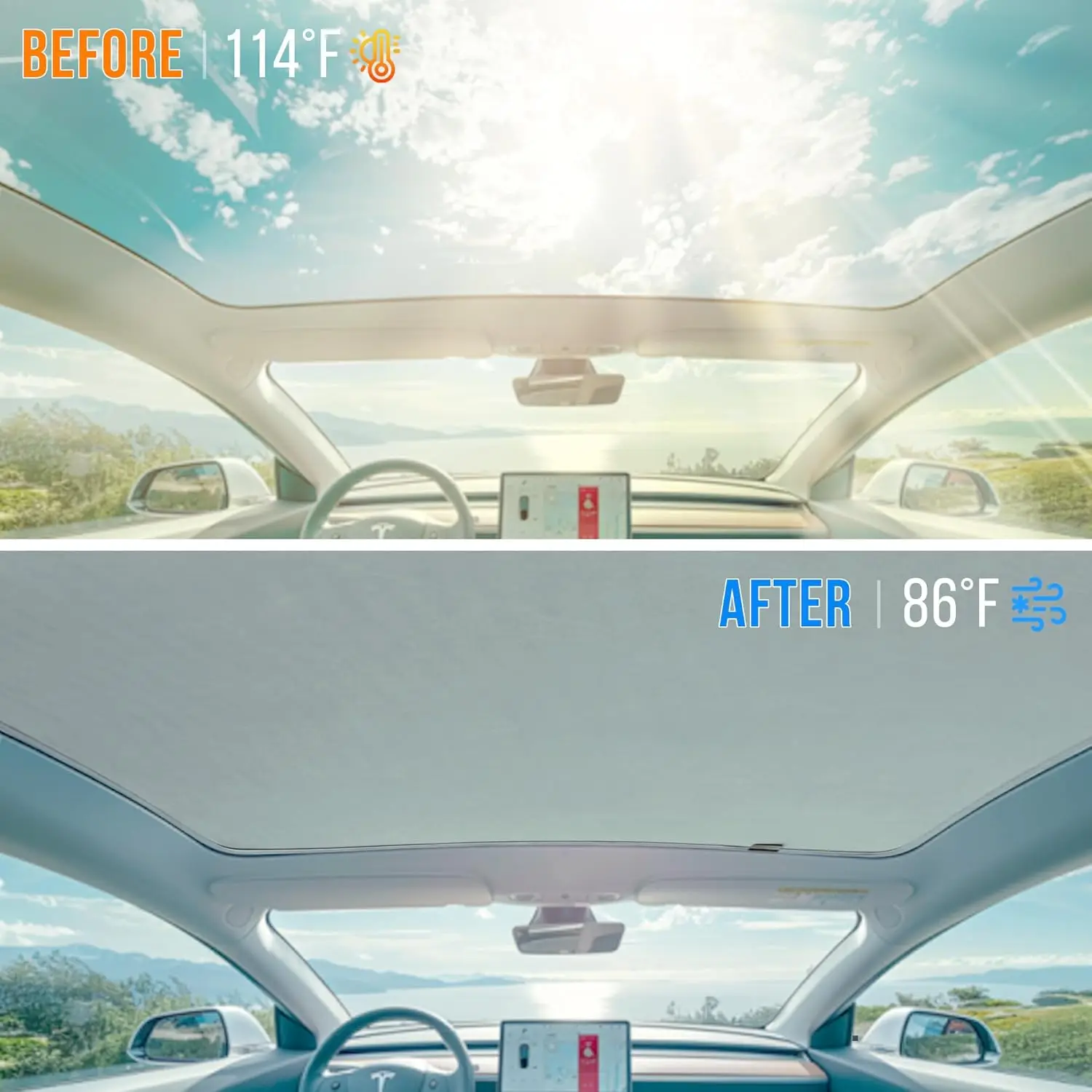 Parasol térmico techo panorámico Tesla Model Y 2025 plegable - imagen 4