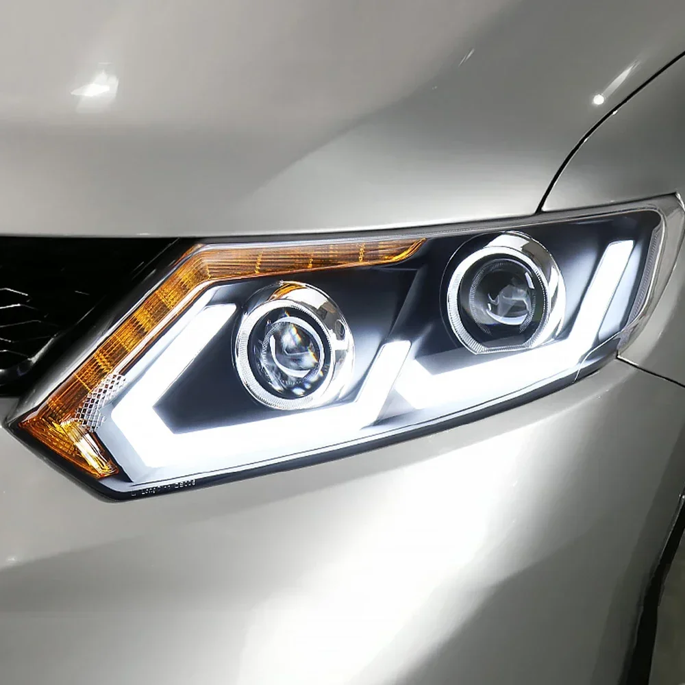 Faros delanteros LED Nissan X-Trail 2014-2016, doble U proyector - imagen 5