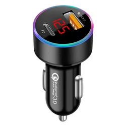 Cargador de coche USB con pantalla LED de carga rápida móvil
