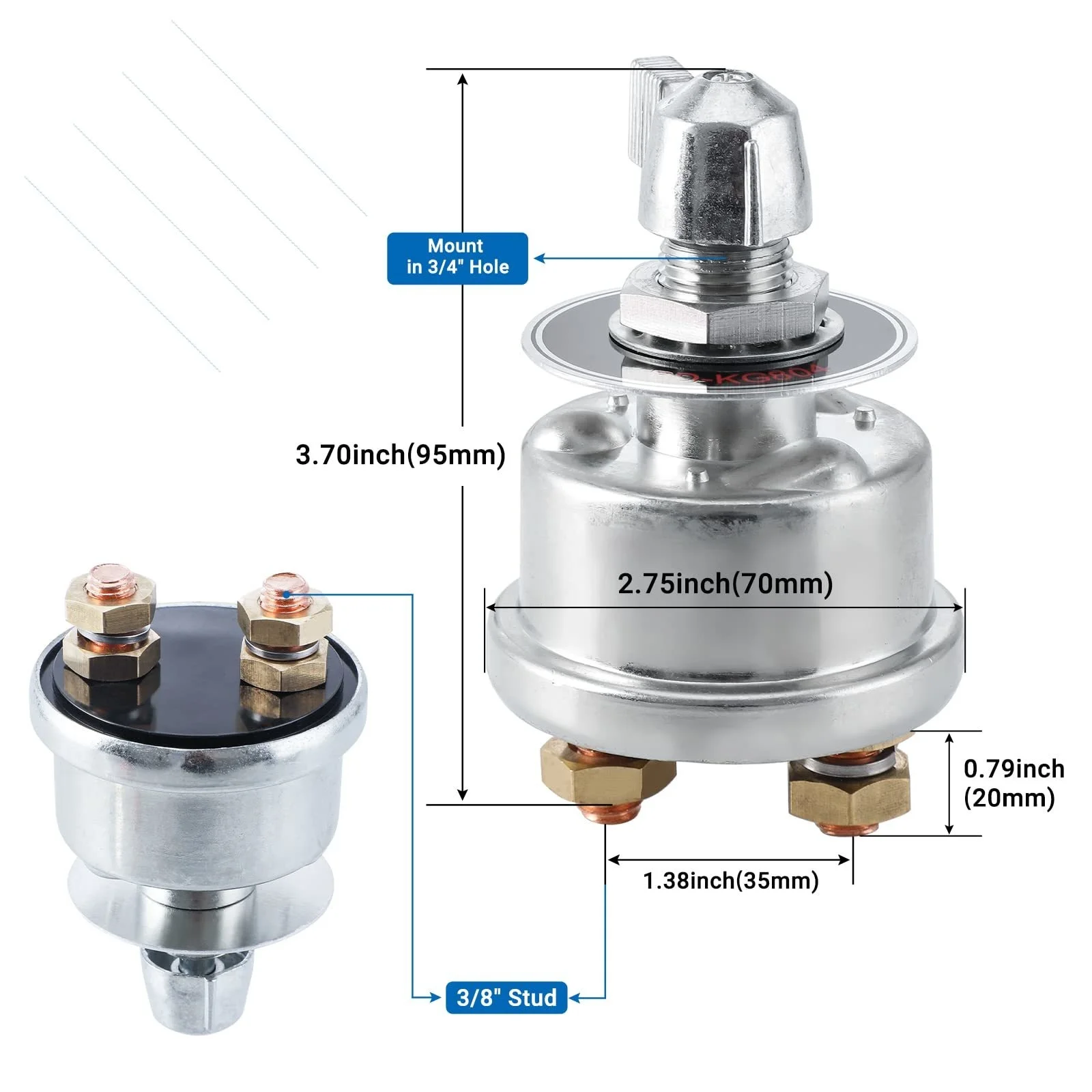 Interruptor desconexión batería 12V-48V relé aislador para coche barco RV - imagen 4
