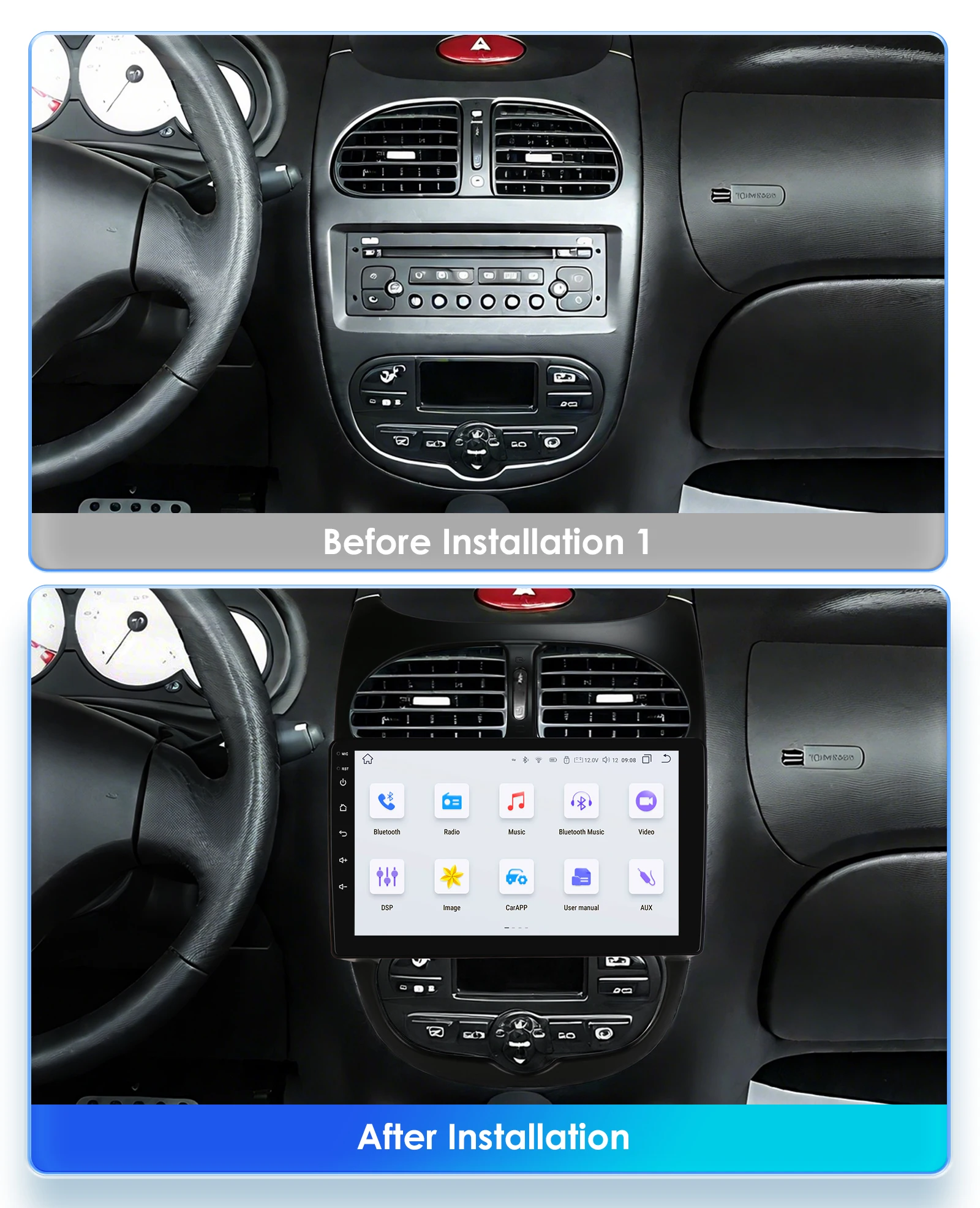 Radio 2din Hizpo 9 pulgadas Android Auto Carplay GPS Peugeot 206 - imagen 2