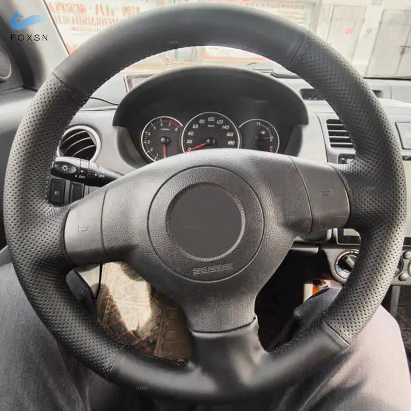 Funda de volante trenzada negra para Opel Agila y Suzuki Swift