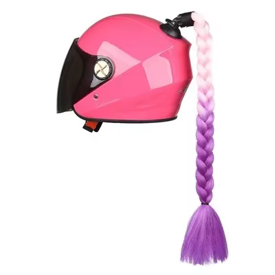 Trenza con ventosa para casco de moto – cola de caballo doble con lazo - imagen 3