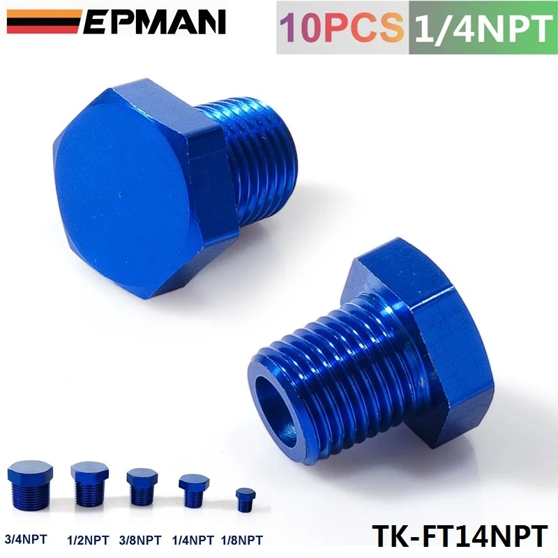 EPMAN TK-FT14NPT Tapón enchufe NPT 1/4 cabeza hexagonal aluminio azul