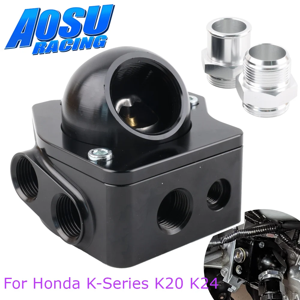Carcasa del termostato Honda K20 K24 de aluminio negro radiador