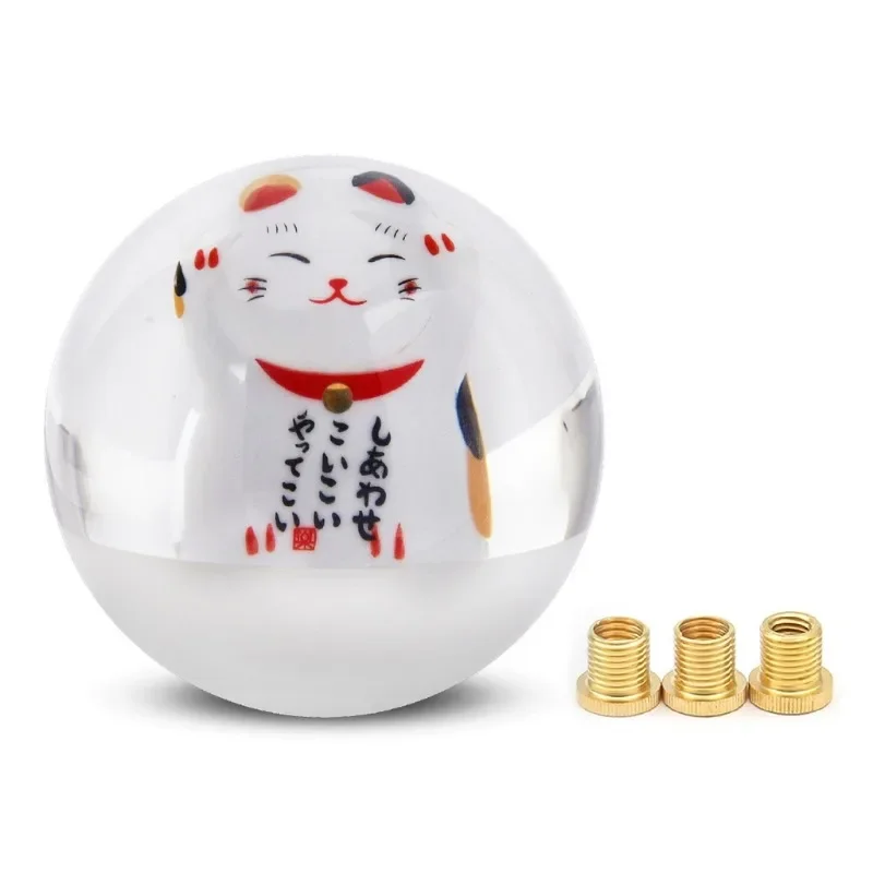 Pomo de cambio Lucky Cat de cristal acrílico con adaptadores - imagen 3