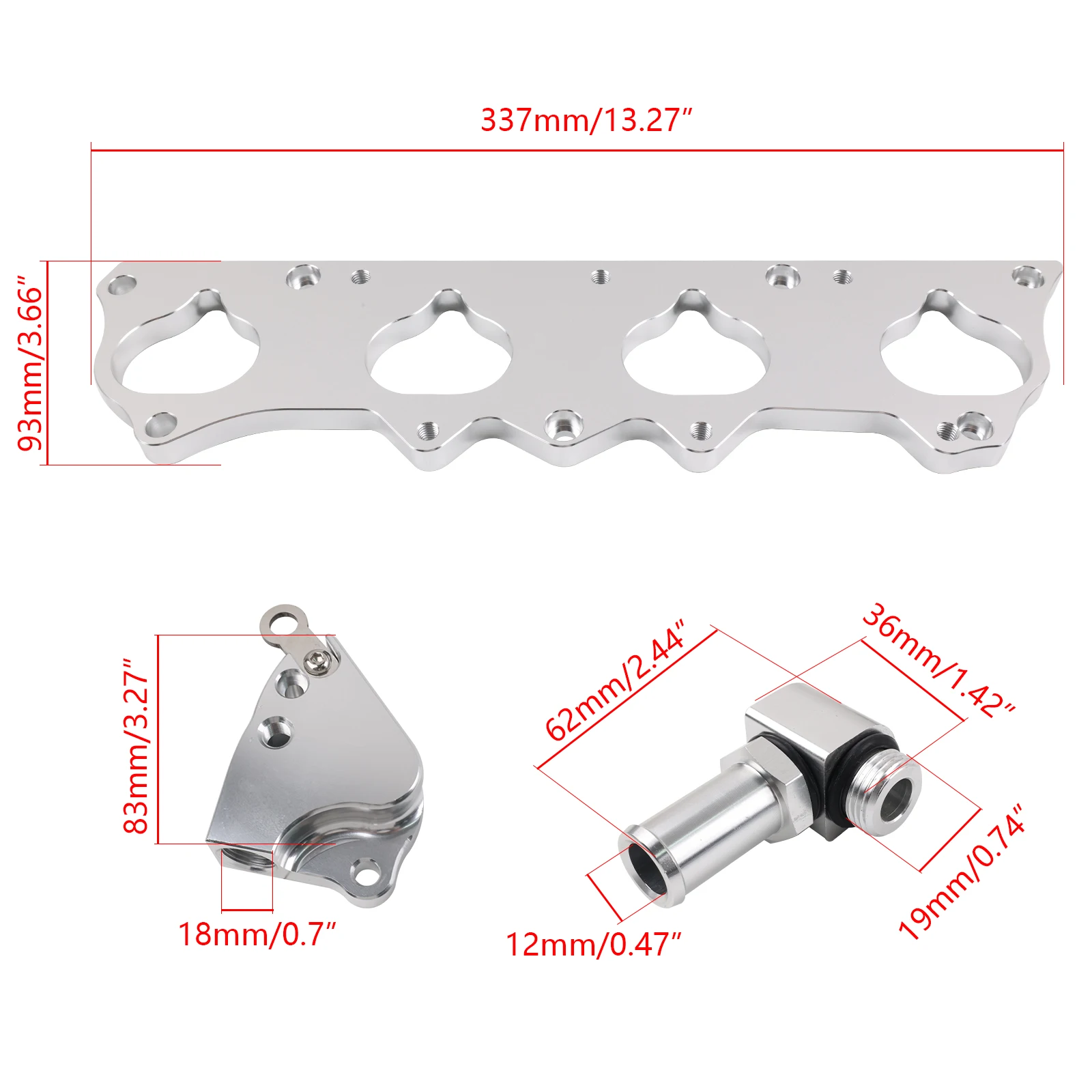 Placa adaptadora estilo K24 para colector de admisión Honda S2000