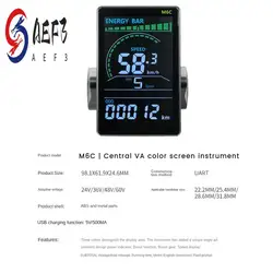 Medidor de pantalla LCD para bicicleta eléctrica AEF3-M6C, 24V-60V, Panel LCD para patinete eléctrico, piezas de pantalla a Color con USB para bicicleta eléctrica de montaña (5PI