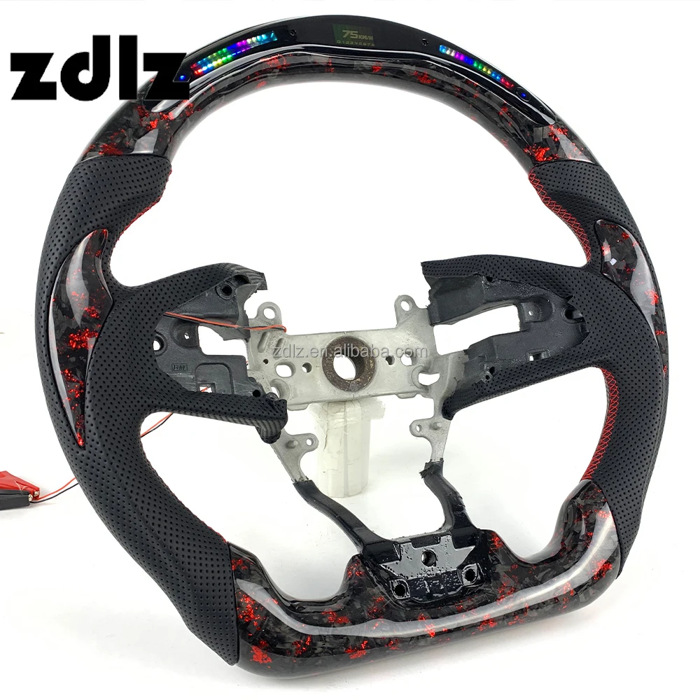 Volante de fibra de carbono LED con cuero perforado – Honda Civic X - imagen 2