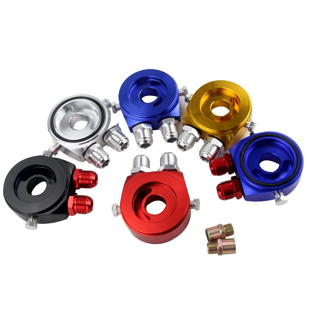 WLR RACING Universal de aluminio AN10 Sandwich filtro adaptador de aceite placa de refrigeración Kit con 3/4-16 UNF, montaje M20 x 1,5 WLR6721 - imagen 2