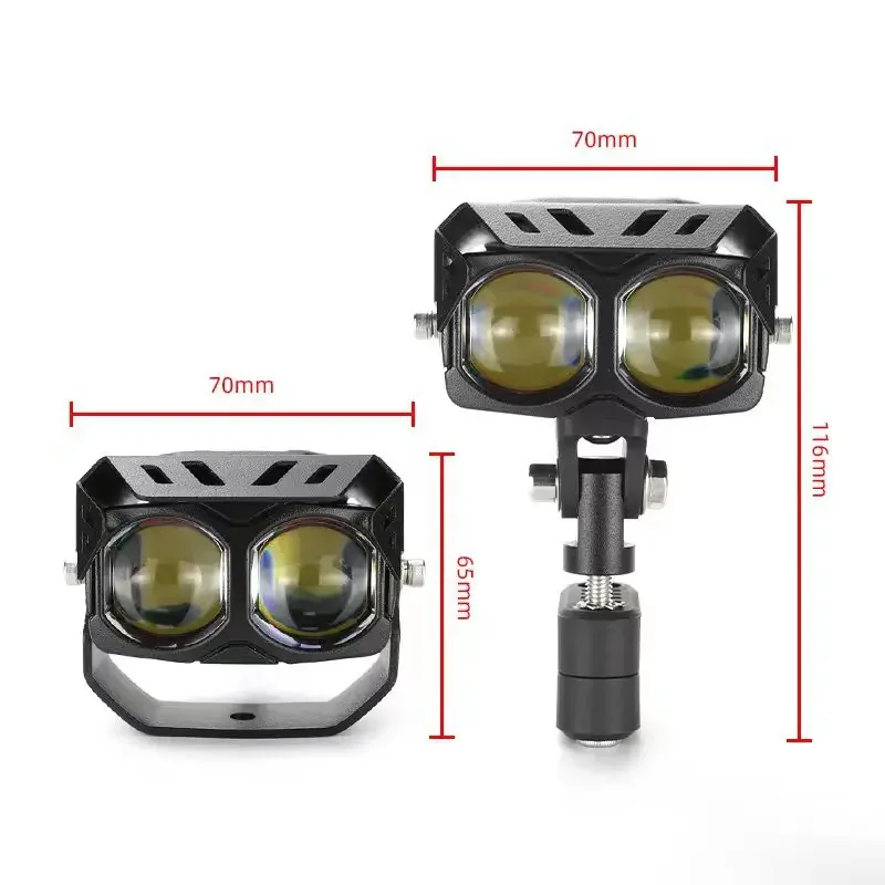 Detalle de los faros LED modificados para motocicleta