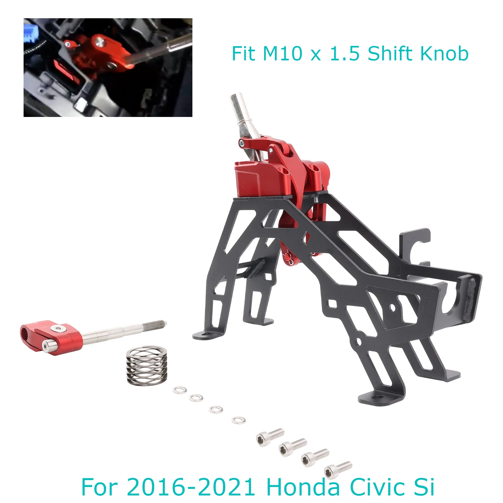 Para Honda palanca de cambios corta ajustable ajuste M10 x 1,5 perilla de cambio para Civic Sport/Si/Type R 2016-21