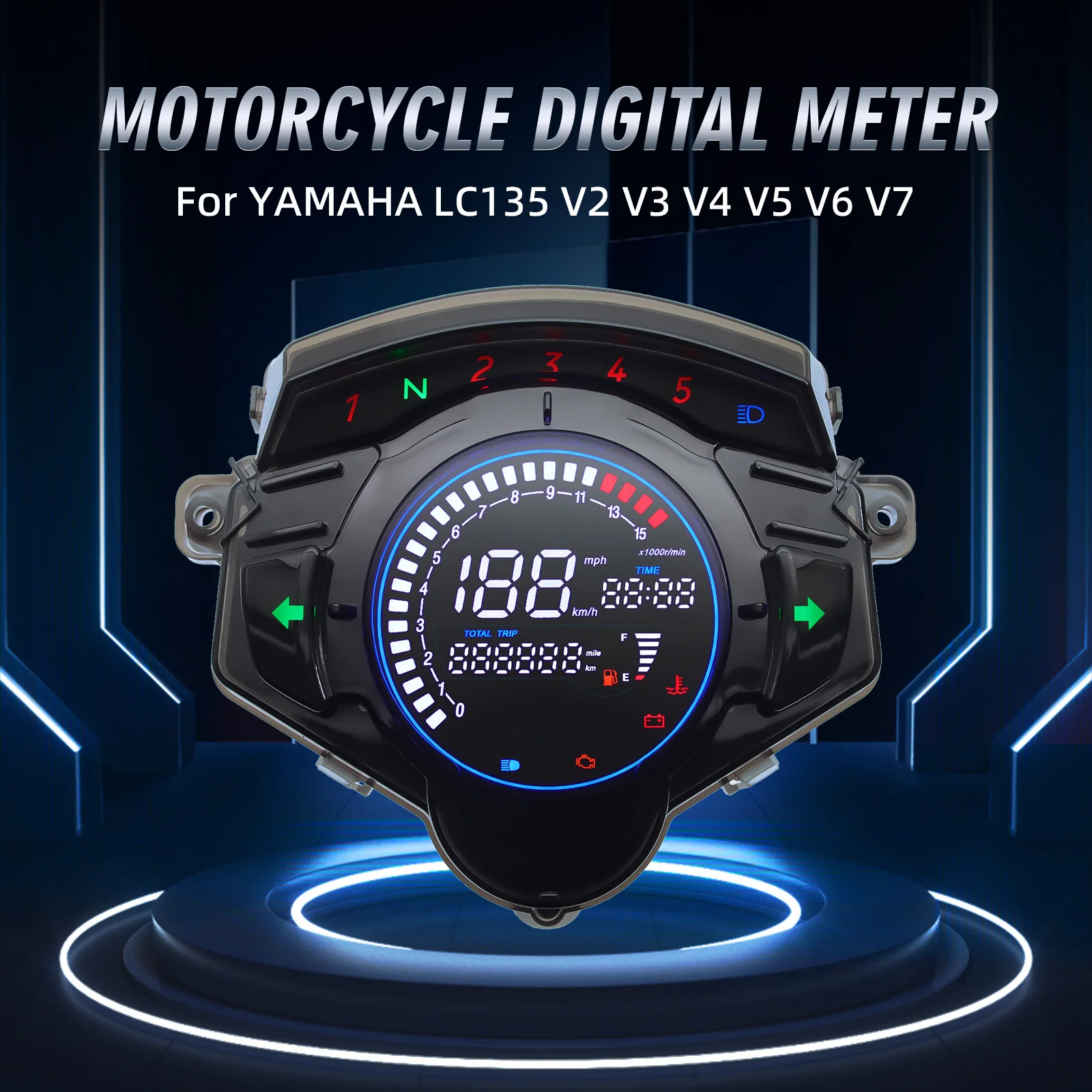 Detalle del velocímetro LED para motocicleta
