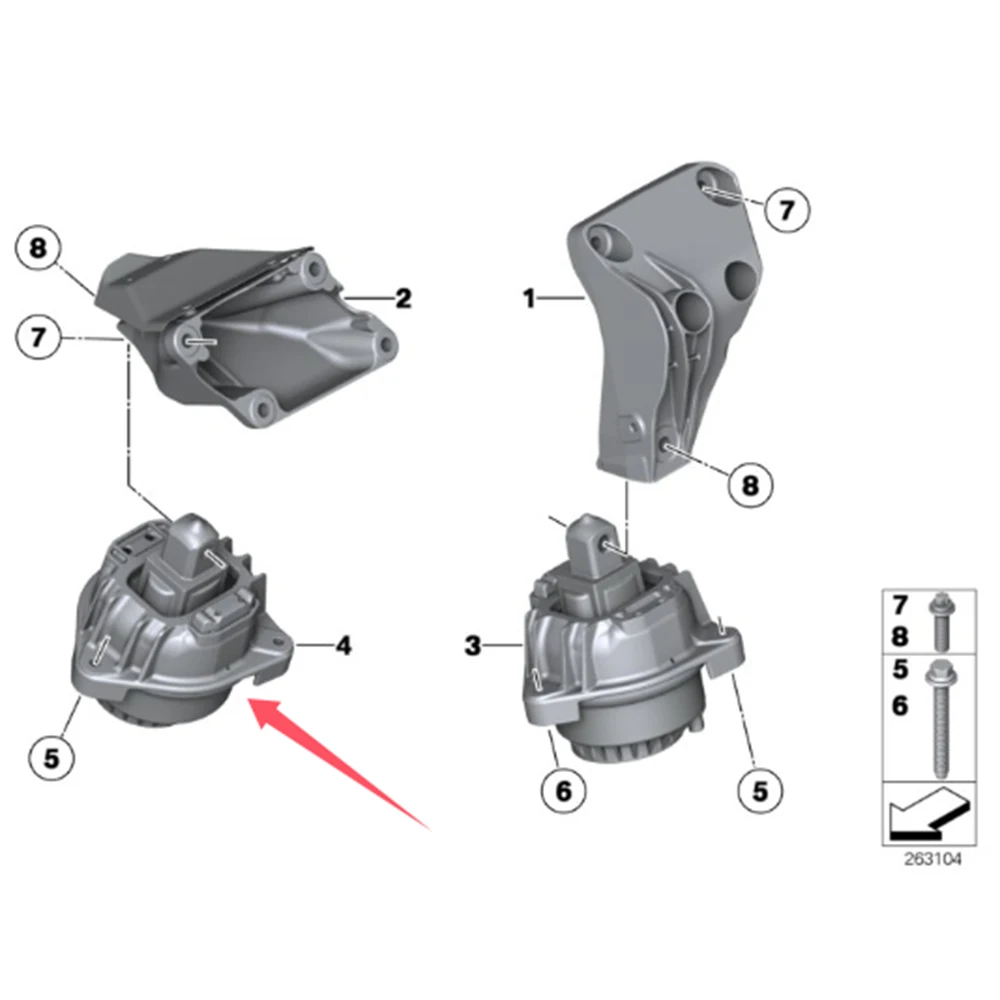 22117935148 Soporte de motor para BMW F10 F11 F18 528i 2.0T 2011-2018 - imagen 5