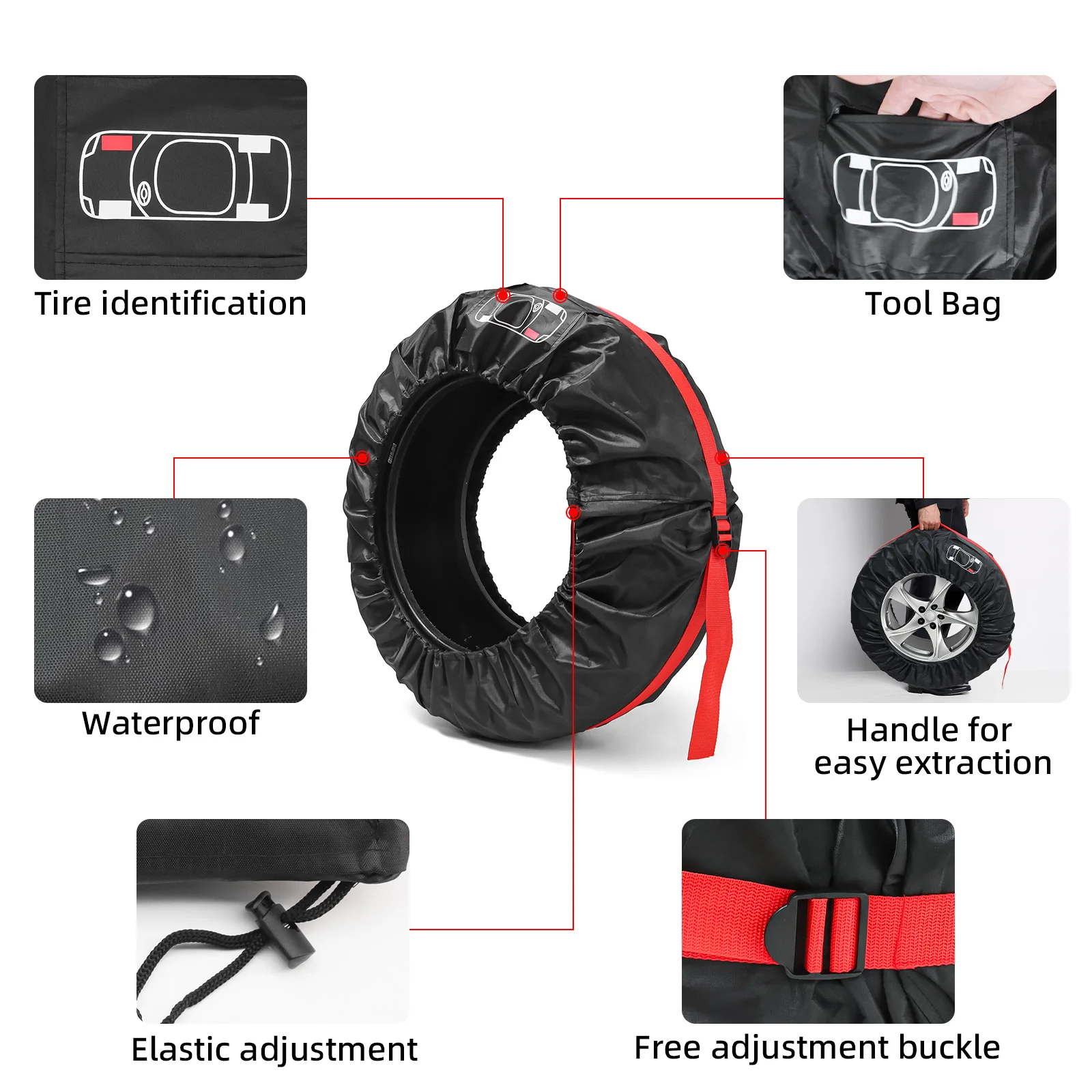 Funda universal para rueda de repuesto de tela Oxford 210D - imagen 4