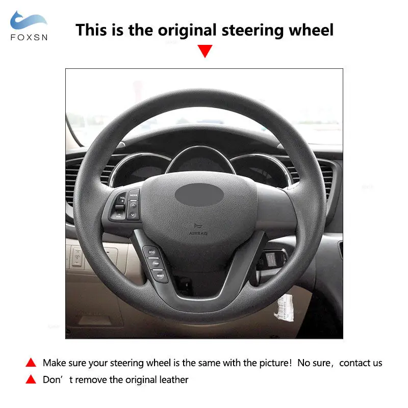 Cubierta FOXSN de cuero perforado para volante de Kia K5 Optima