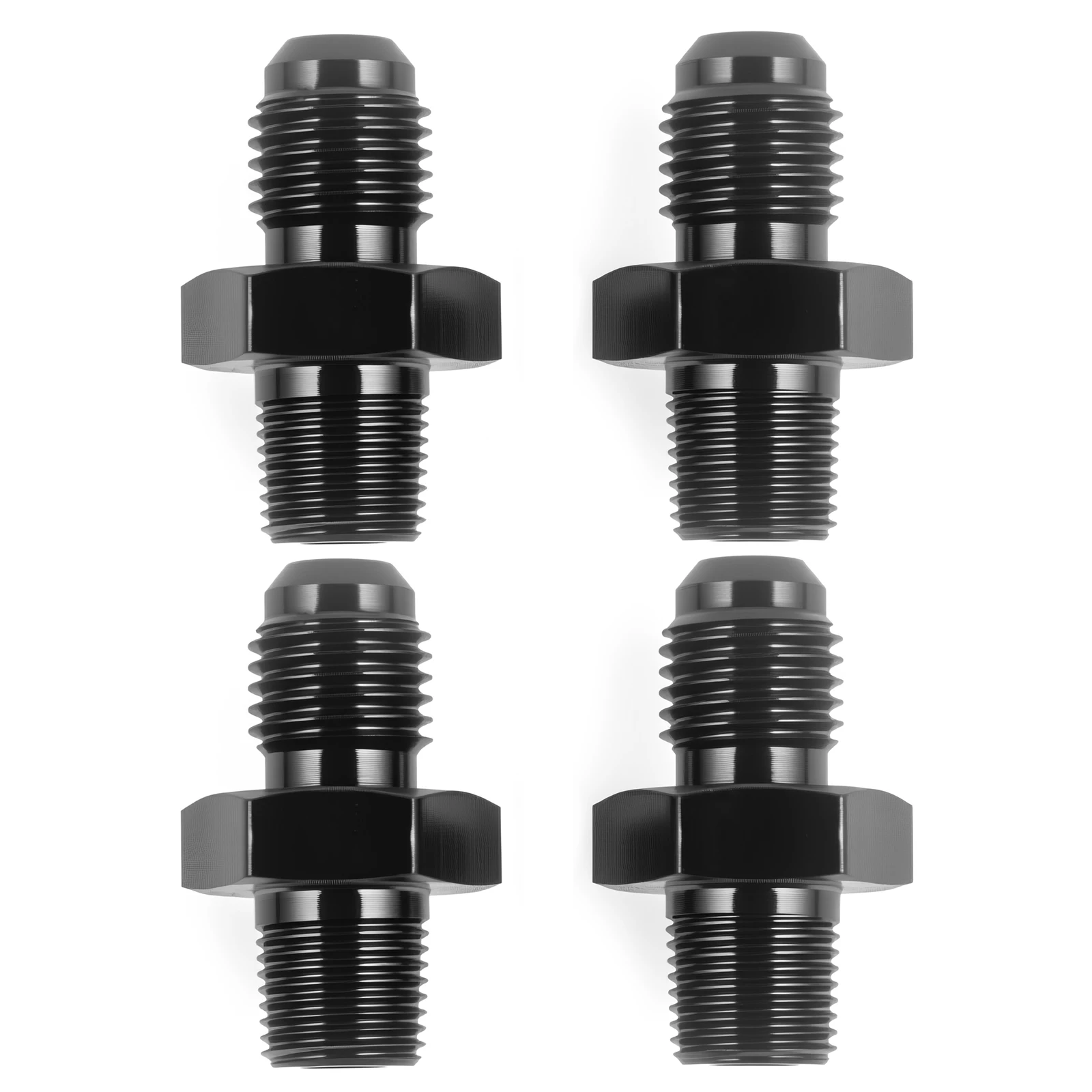 4 Uds 4/6/8AN macho acampanado a 3/8 / 1/2 / 1/8 NPT adaptador de montaje de tubería conector recto Unon aluminio negro - imagen 4