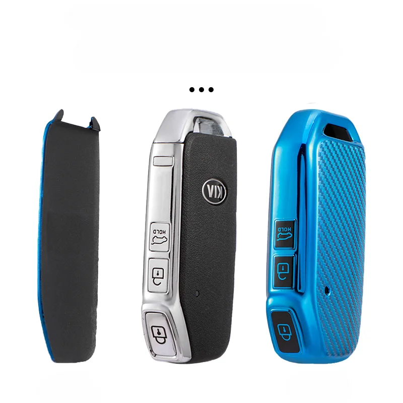 Funda protectora de llave Kia de TPU efecto fibra de carbono - imagen 2