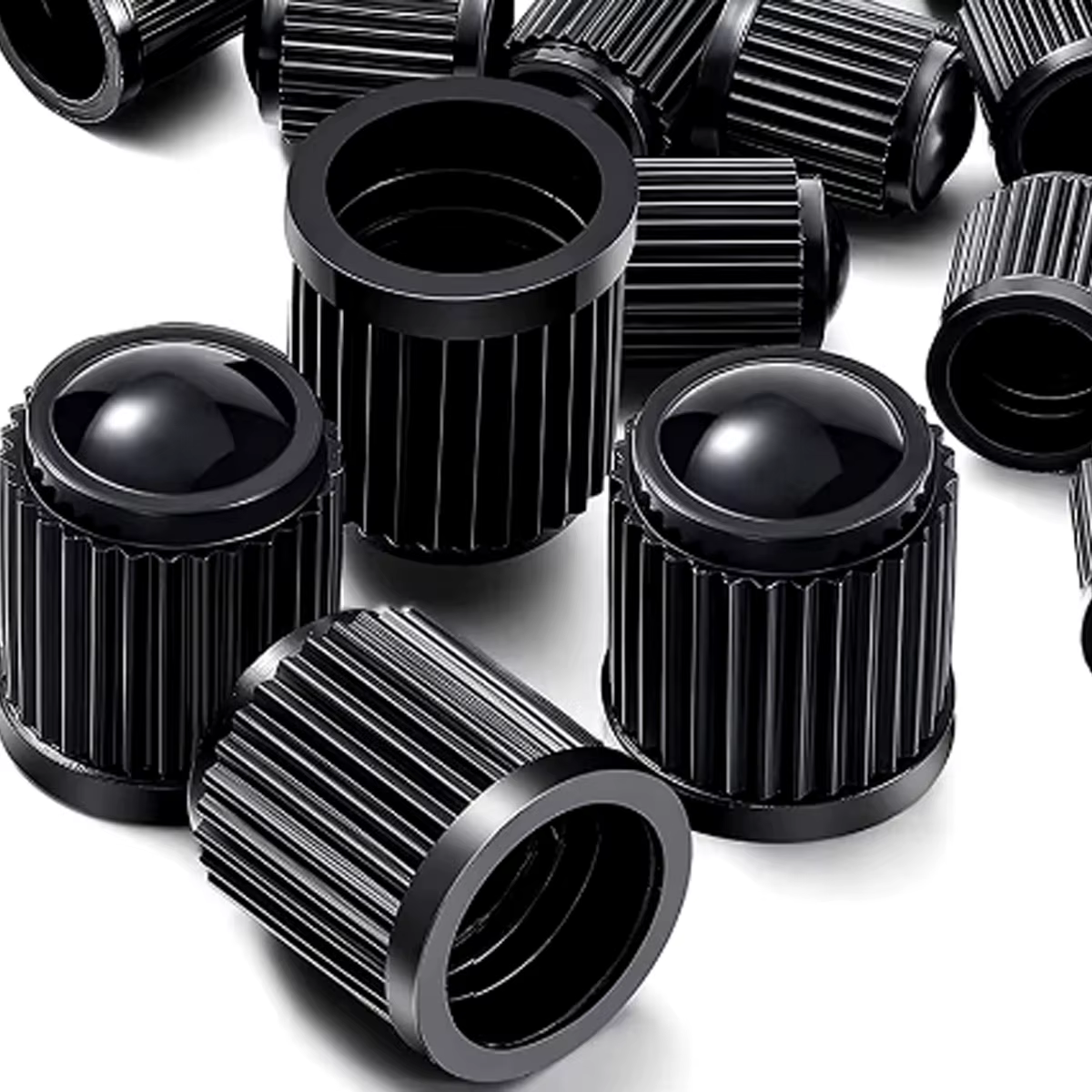 Tapones de válvula universales negros para coche, moto y bicicleta
