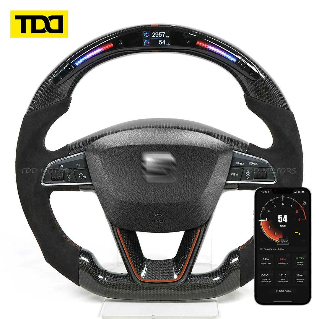 Volante TDD fibra de carbono con cuero perforado Seat León FR Cupra 5F - imagen 2