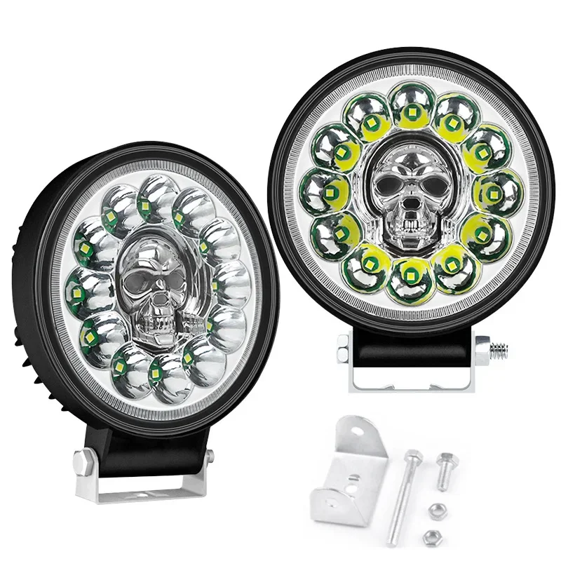 GoodCar Faro LED de trabajo redondo con calavera para todoterreno