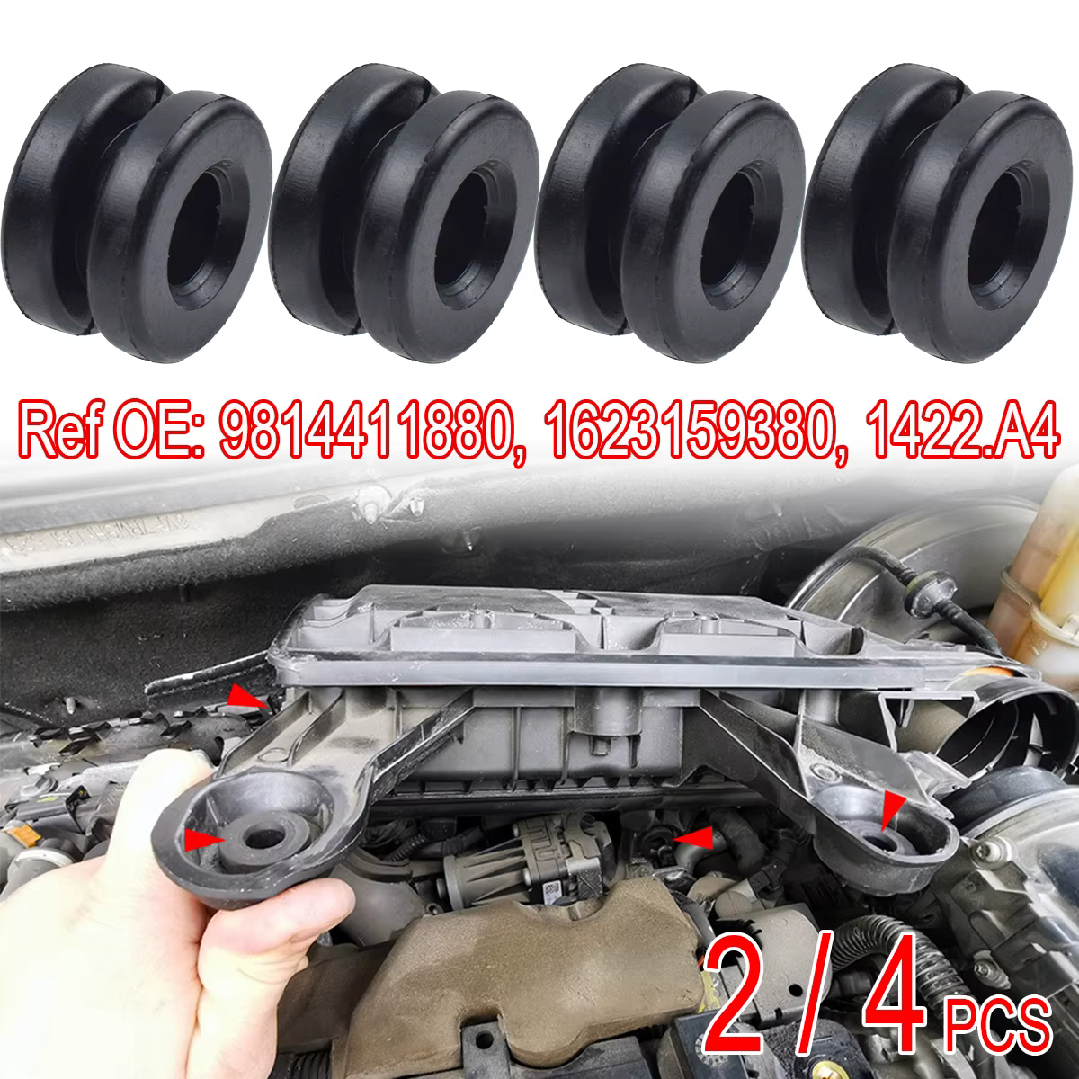 Peugeot 1623159380 Soporte goma tapa motor – 208, 308 y 3008