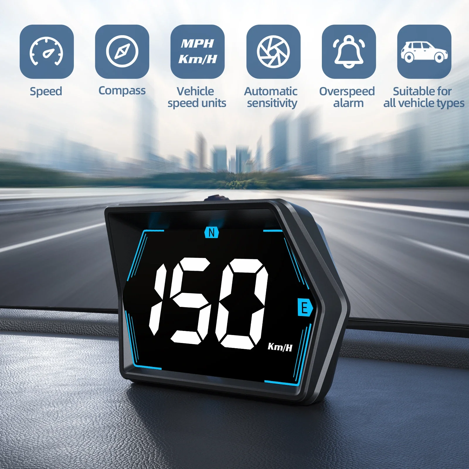 Medidor GPS con pantalla frontal HUD G20, alarma exceso velocidad - imagen 2