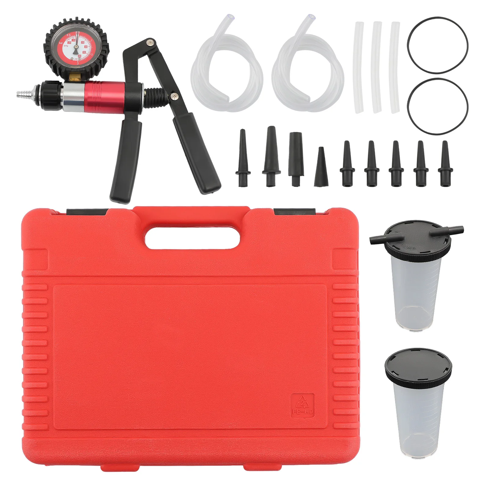 Kit purgador de frenos con bomba de vacío para coche y bicicleta