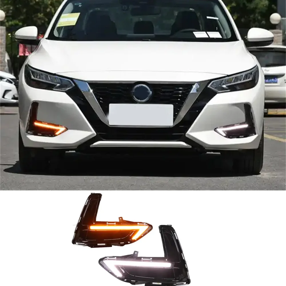 Para Nissan Sentra Drl Turn señal amarilla 2019 2020 accesorios para automóviles lámpara antiniebla luz Led de circulación diurna