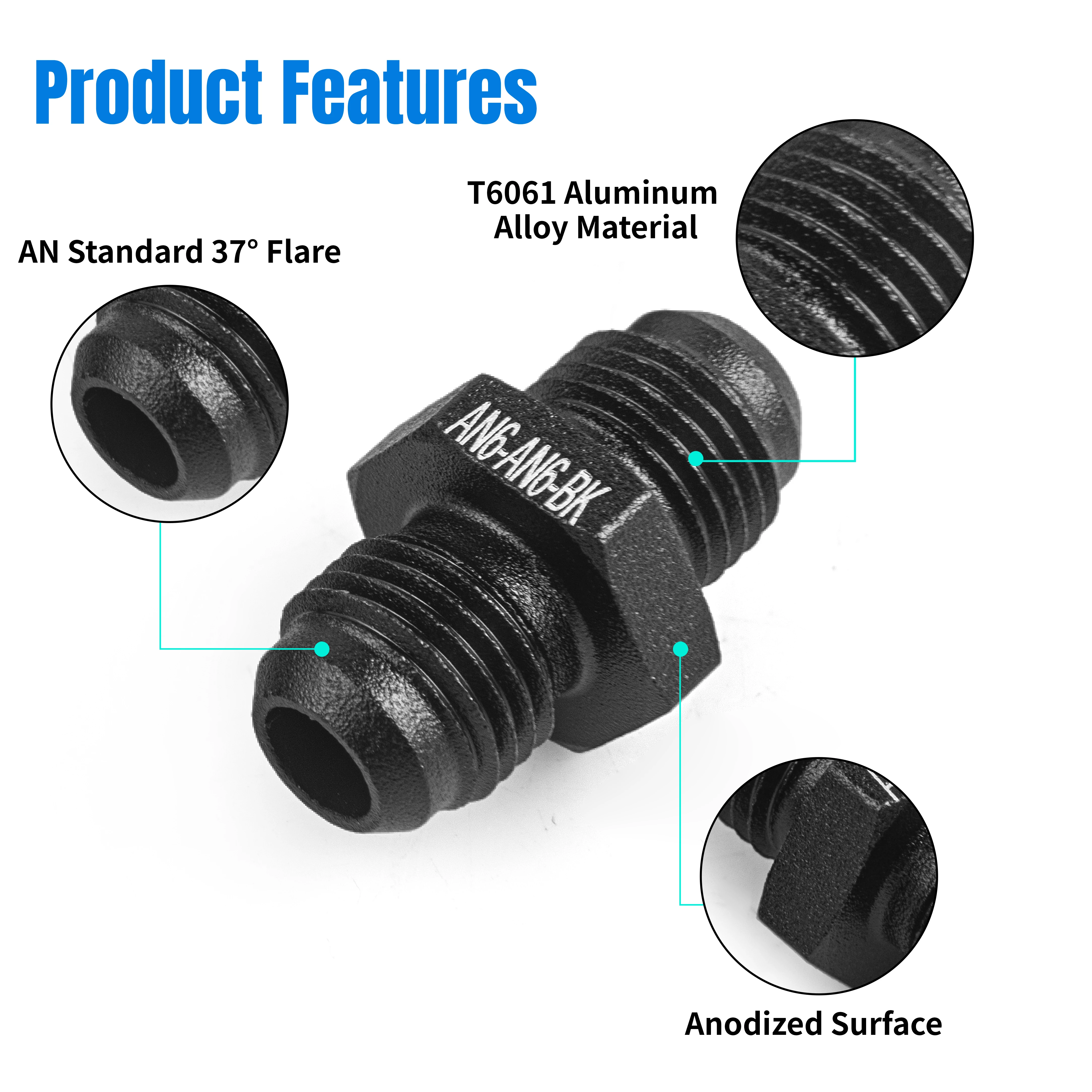 4 Uds Universal AN6 AN8 AN10 a N6 AN8 AN10 recto combustible aceite manguera de aire adaptador macho accesorios de coche - imagen 3