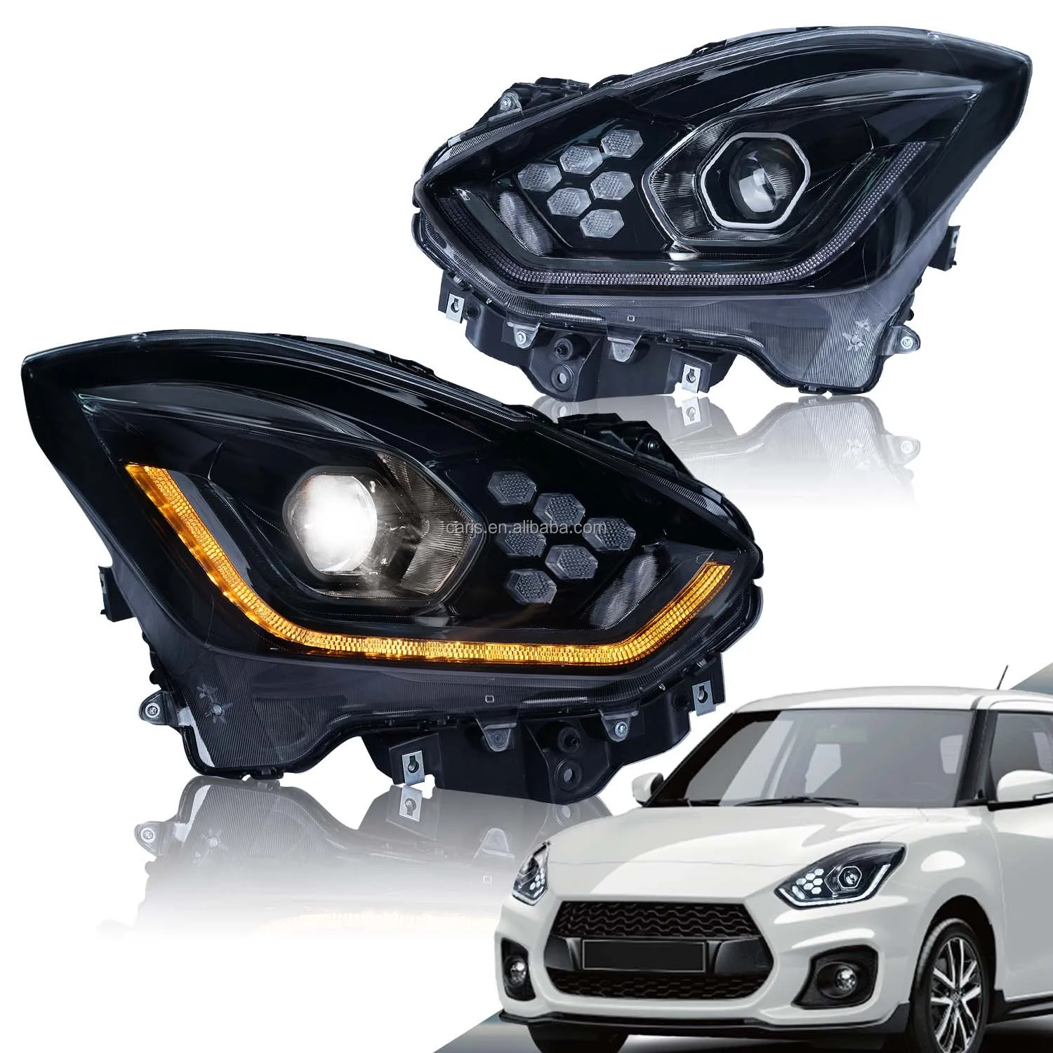 Vista frontal del Faro LED Archaic Modify en Suzuki Swift