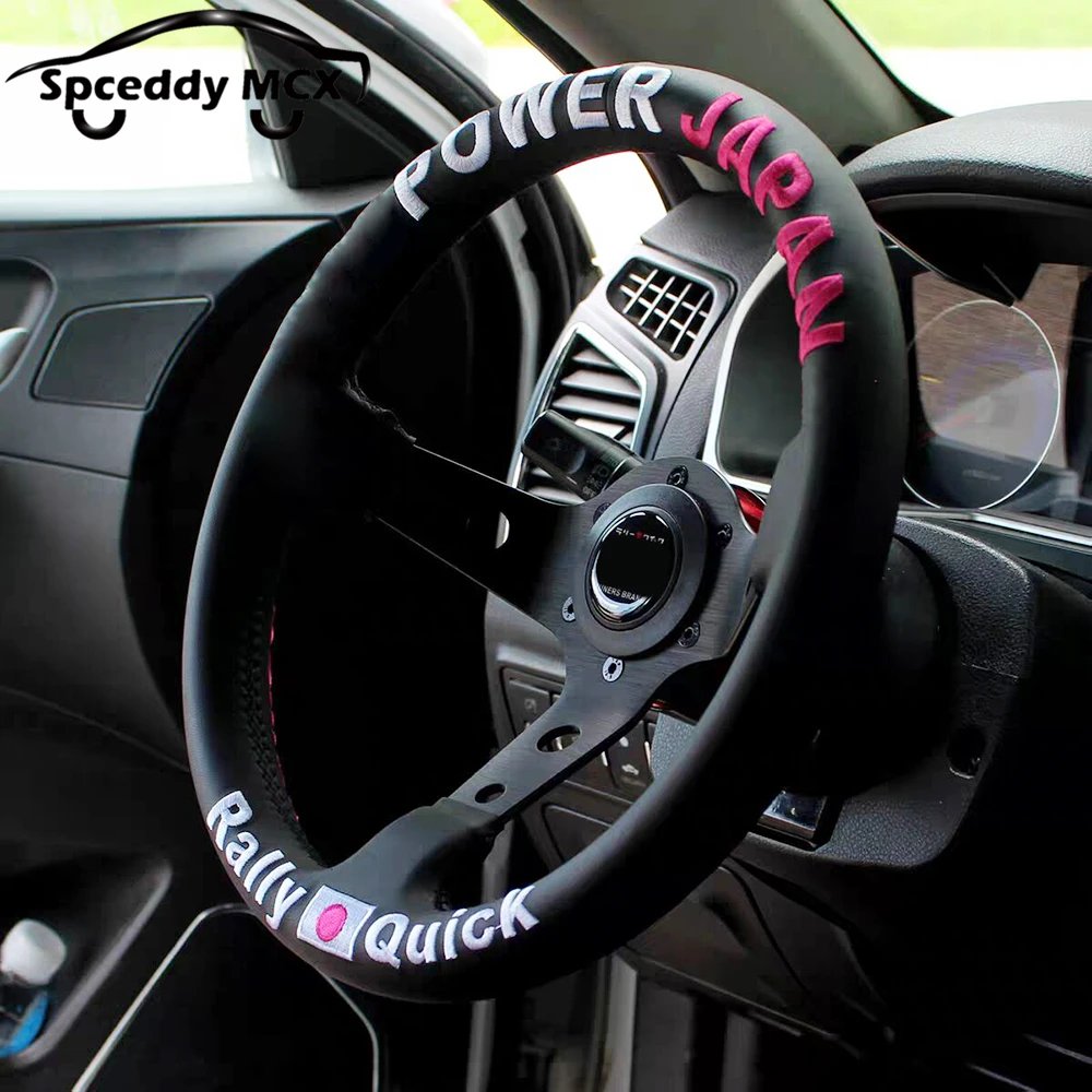 Volante deportivo JDM de cuero 320 mm fondo profundo estilo Rally - imagen 2