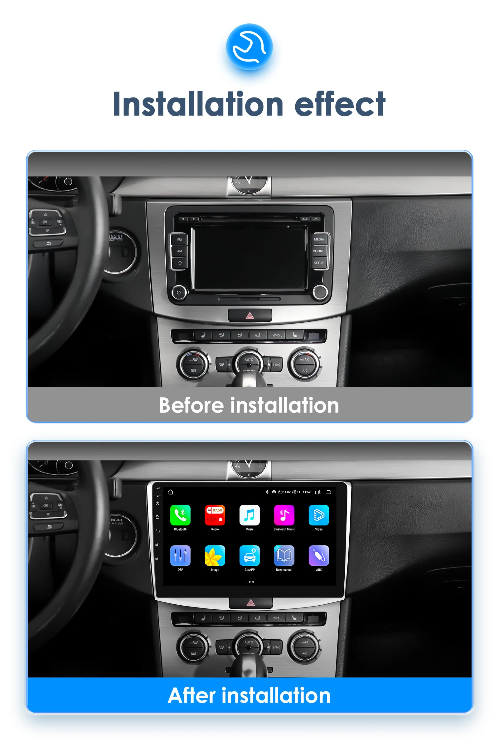 Pantalla del autoradio mostrando la interfaz UI8581