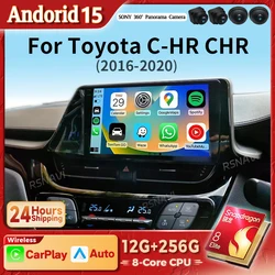 Android 15 Carplay Auto pantalla Radio reproductor Multimedia para Toyota C-HR CHR 2016-2020 controlador de mano derecha estéreo DVD Snapdragon