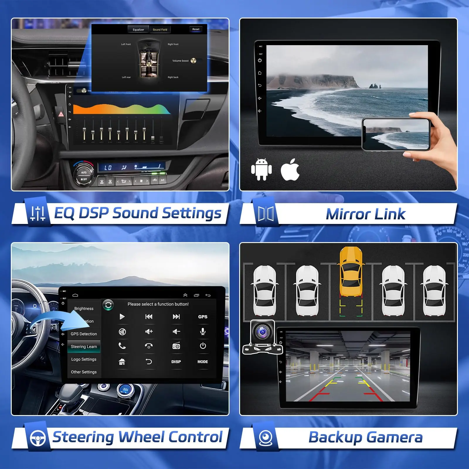 Unidad principal del receptor de Audio del coche de 10,1 pulgadas Bluetooth WiFi navegación GPS FM cámara trasera SWC para Toyota Corolla 2013 2014 2015 2016 - imagen 5